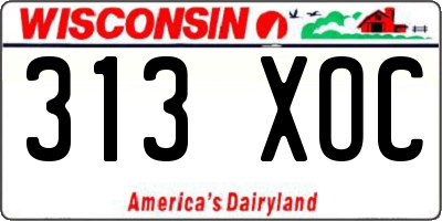 WI license plate 313XOC