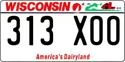 WI license plate 313XOO