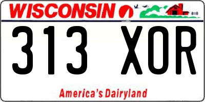 WI license plate 313XOR