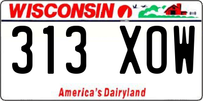 WI license plate 313XOW