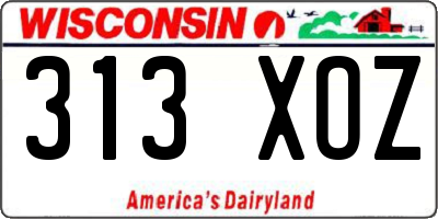 WI license plate 313XOZ