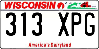 WI license plate 313XPG