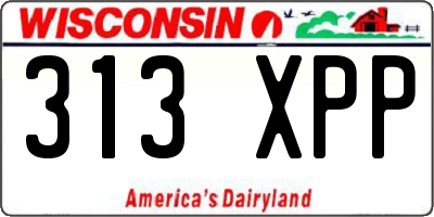 WI license plate 313XPP