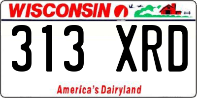 WI license plate 313XRD