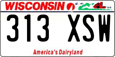 WI license plate 313XSW