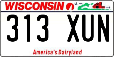 WI license plate 313XUN