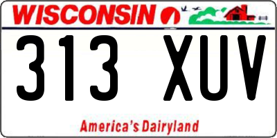 WI license plate 313XUV