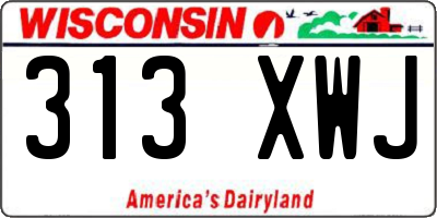 WI license plate 313XWJ