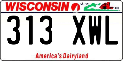 WI license plate 313XWL