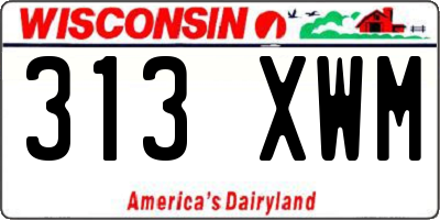 WI license plate 313XWM