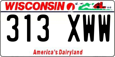 WI license plate 313XWW