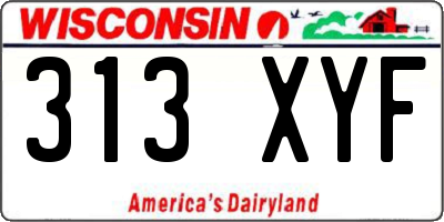 WI license plate 313XYF