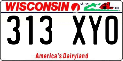 WI license plate 313XYO