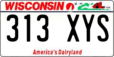 WI license plate 313XYS
