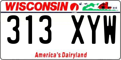 WI license plate 313XYW