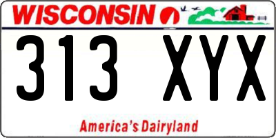 WI license plate 313XYX
