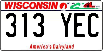WI license plate 313YEC