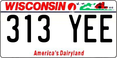 WI license plate 313YEE