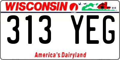 WI license plate 313YEG