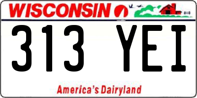 WI license plate 313YEI