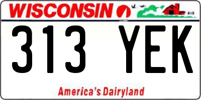 WI license plate 313YEK
