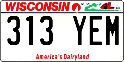 WI license plate 313YEM