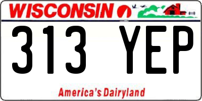 WI license plate 313YEP