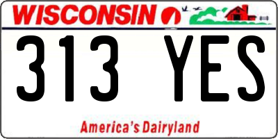 WI license plate 313YES