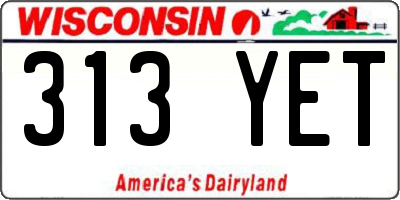 WI license plate 313YET