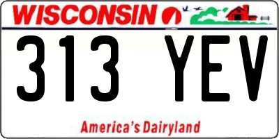 WI license plate 313YEV