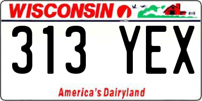 WI license plate 313YEX