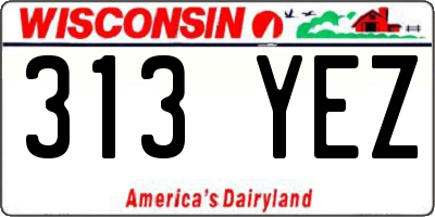 WI license plate 313YEZ