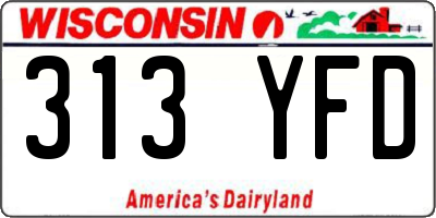WI license plate 313YFD
