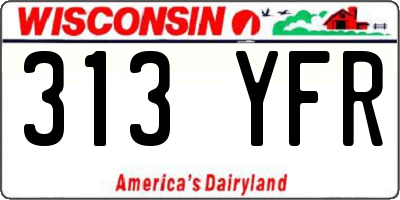 WI license plate 313YFR