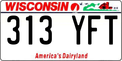 WI license plate 313YFT