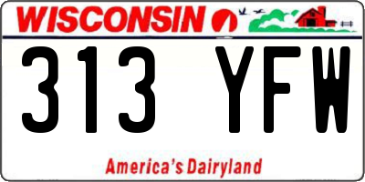 WI license plate 313YFW