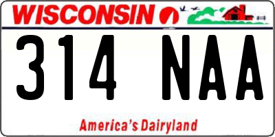 WI license plate 314NAA