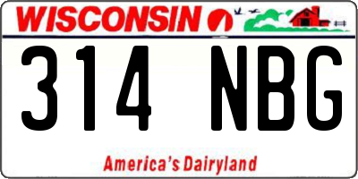 WI license plate 314NBG