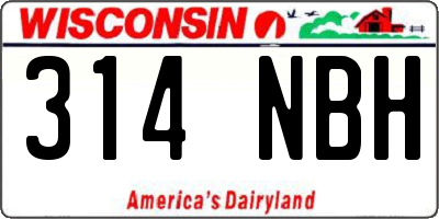 WI license plate 314NBH