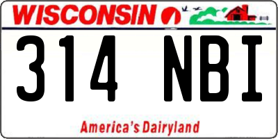 WI license plate 314NBI