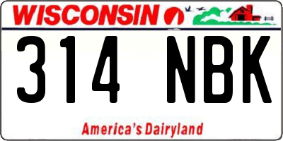 WI license plate 314NBK