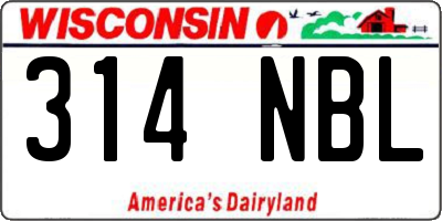 WI license plate 314NBL