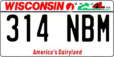 WI license plate 314NBM