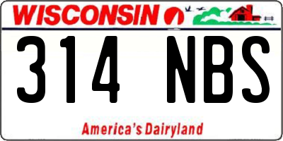 WI license plate 314NBS