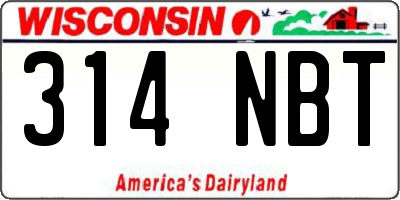 WI license plate 314NBT