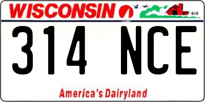 WI license plate 314NCE