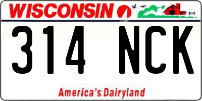 WI license plate 314NCK