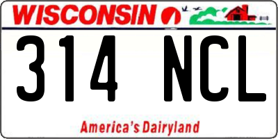 WI license plate 314NCL