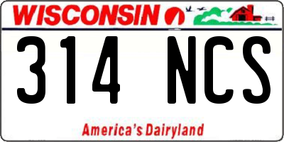 WI license plate 314NCS