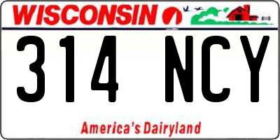 WI license plate 314NCY